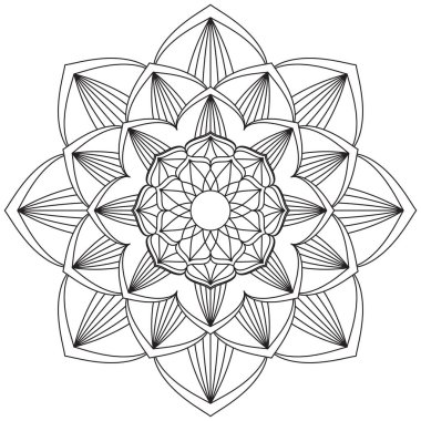 Mandala Vektörü Yaprak Renklendirme Sanatı Basit Grafik Çiçek Doğulu Klasik Resim İslami Hint Mistik Dini Ahlakı Nilüfer Yazdırma Kumaşı Tekstil Sembolü Tekstil Sembolü