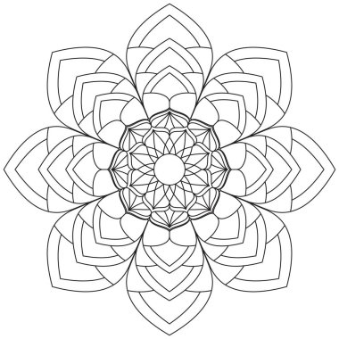Mandala Vektörü Yaprak Renklendirme Sanatı Basit Grafik Çiçek Doğulu Klasik Resim İslami Hint Mistik Dini Ahlakı Nilüfer Yazdırma Kumaşı Tekstil Sembolü Tekstil Sembolü