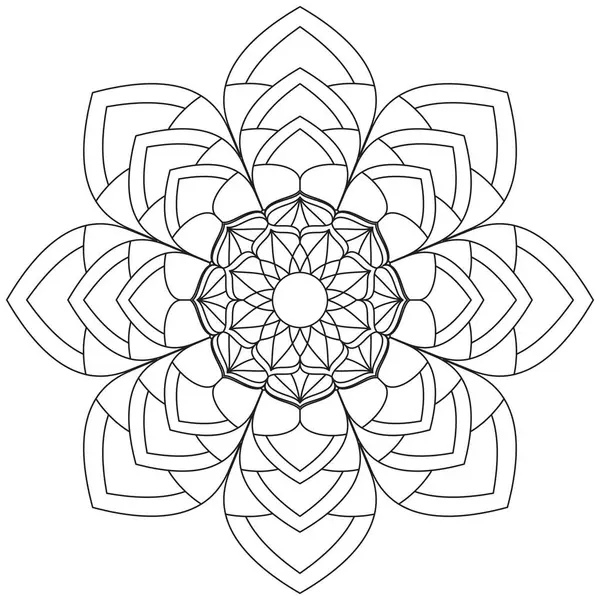 Mandala Vektörü Yaprak Renklendirme Sanatı Basit Grafik Çiçek Doğulu Klasik Resim İslami Hint Mistik Dini Ahlakı Nilüfer Yazdırma Kumaşı Tekstil Sembolü Tekstil Sembolü