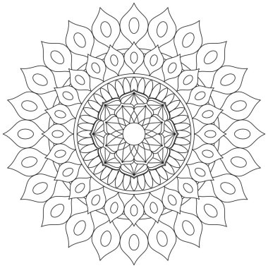 Mandala Vektörü Yaprak Renklendirme Sanatı Basit Grafik Çiçek Doğulu Klasik Resim İslami Hint Mistik Dini Ahlakı Nilüfer Yazdırma Kumaşı Tekstil Sembolü Tekstil Sembolü