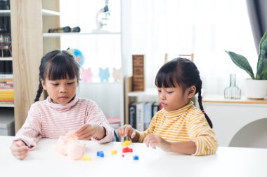 İki kardeş çocuklar için anatomi çalışıyor. İnsan organları ve iskelet parçaları oyuncakları. Her bölümün tıbbi terimleri, düzeni ve konumu öğreniliyor. evde..