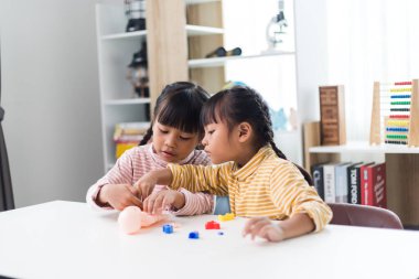 İki kardeş çocuklar için anatomi çalışıyor. İnsan organları ve iskelet parçaları oyuncakları. Her bölümün tıbbi terimleri, düzeni ve konumu öğreniliyor. evde..
