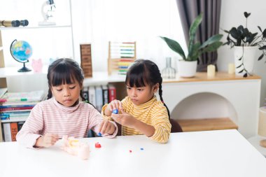 İki kardeş çocuklar için anatomi çalışıyor. İnsan organları ve iskelet parçaları oyuncakları. Her bölümün tıbbi terimleri, düzeni ve konumu öğreniliyor. evde..