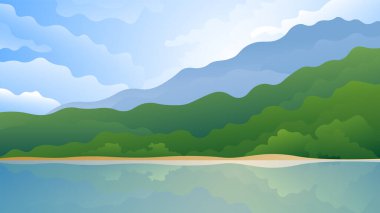 Akdeniz tropik adasının manzarası.