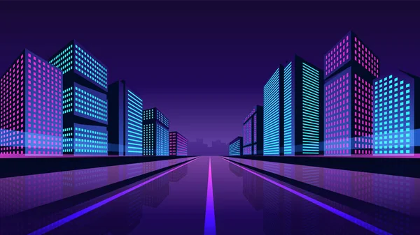 Modern abstract illustration with colorful metropolis for banner design. Vector illustration night scene. Financial business abstract background