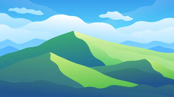 蓝天背景上美丽的青山 山区夏季横向景观 — 图库矢量图片