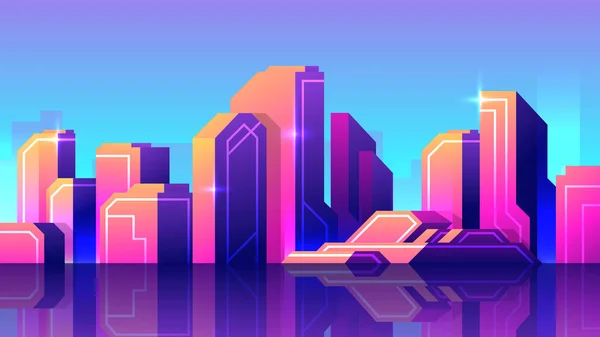 Beautiful Sunset Gradient Skyscrapers Horizontal Illustration Abstract Buildings — Stock Vector