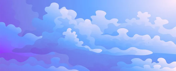 Nubes Suaves Esponjosas Cielo Azul Formato Horizontal Pantalla Ancha — Vector de stock