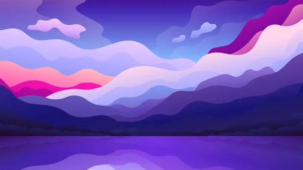 Moderni Abstrakti Horisontaalinen Kuva Vuoresta Auringonlaskun Taustalla — vektorikuva