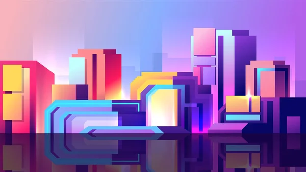 Coloridos Rascacielos Abstractos Degradados Ilustración Horizontal Edificios Futuristas — Vector de stock