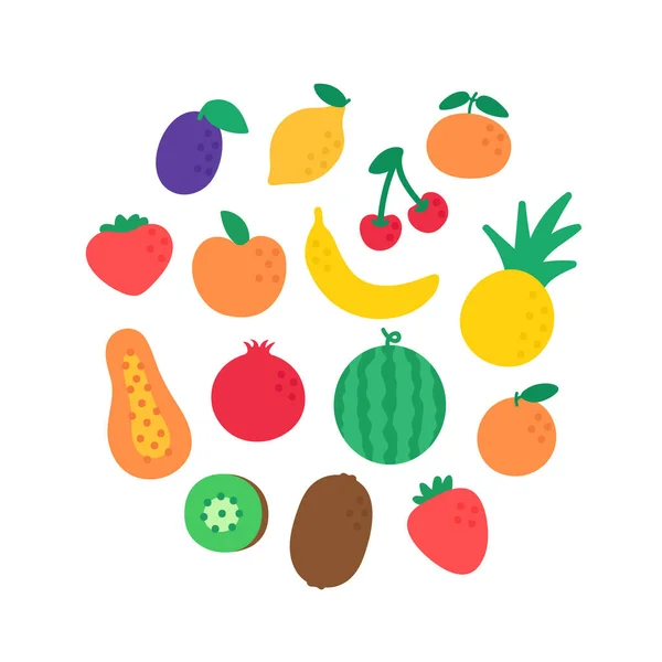 Set Piatto Frutta Una Composizione Circolare Semplice Illustrazione Cibo Fresco Illustrazione Stock