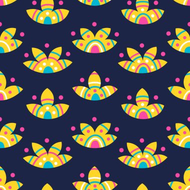 Soyut mandala el çizimi resim çiçekleri koyu arkaplan dikişsiz desen üzerine.