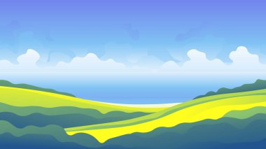 Deniz zemininde güzel yeşil çayırlar. Yaz havası.