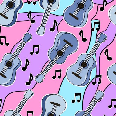 Gitar ve notlarla kusursuz desen