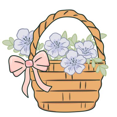 Sepet desenli çiçek buketleri