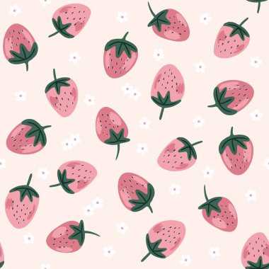 pembe renk ve çiçek çilek deseni