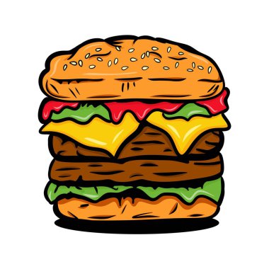 Hamburger çizimi, fast food çizimi, yemek çizimi.