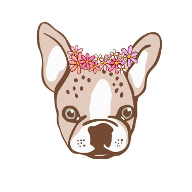 Şirin kahverengi buldog çizimi tasarımı