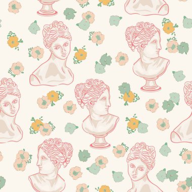 büst ve çiçek deseni tasarımı