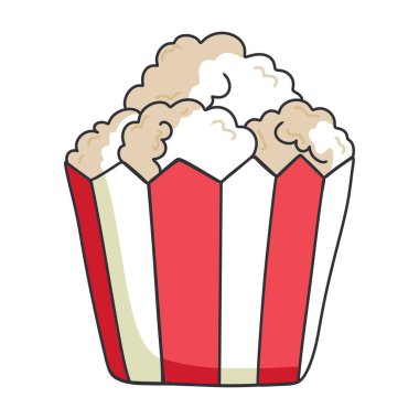 Beyaz arkaplanda patlamış mısır çizimi