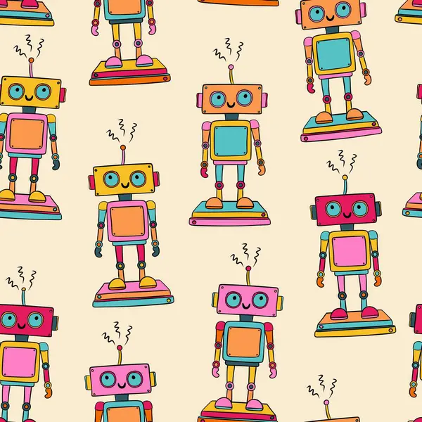 çok renkli gülümseyen robotlar desen tasarımı