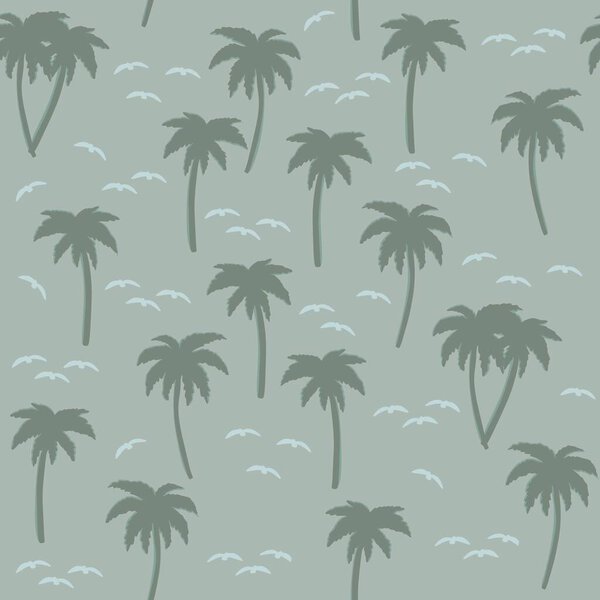 palm trees and birds pattern design
