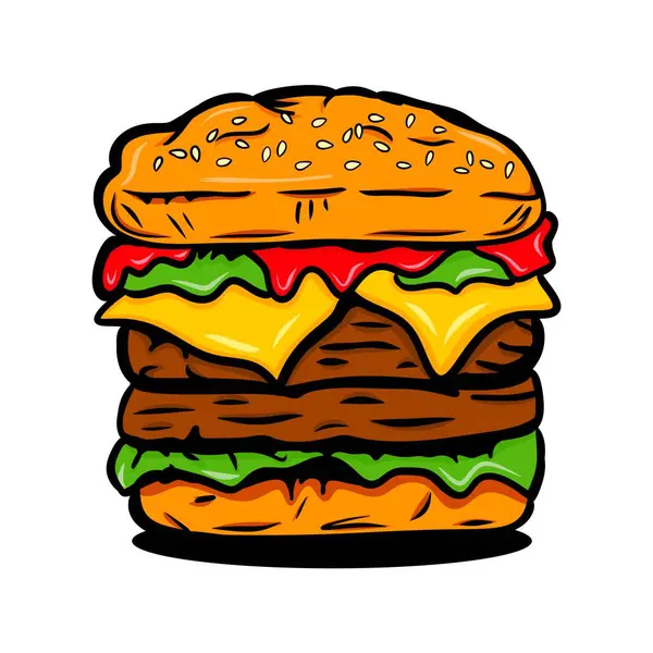 Hamburger çizimi, fast food çizimi, yemek çizimi.