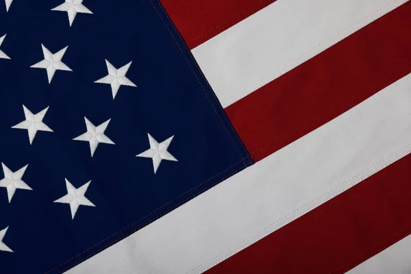 Close Lona Algodão Pesado Fundo Bandeira Nacional Símbolo Patriotismo Americano — Fotografia de Stock