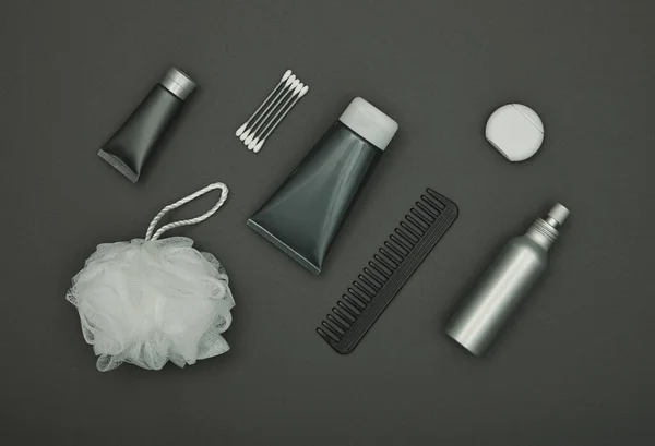 Primer Plano Plano Los Hombres Aseo Productos Higiene Cuidado Belleza — Foto de Stock