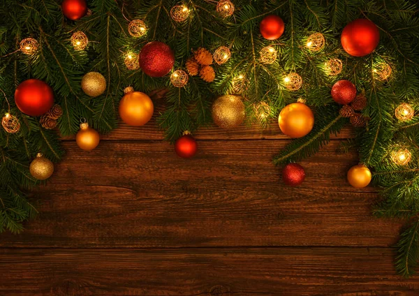 Cerca Ramas Abeto Verde Fresco Árbol Navidad Con Conos Luces — Foto de Stock