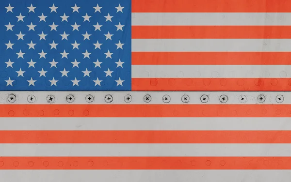 Grunge Időjárott Nemzeti Zászló Usa Felett Szegélyezett Acél Páncél Fém — Stock Fotó