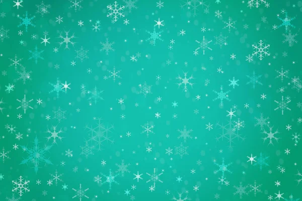 Аннотация Бирюзовый Голубой Рождественский Праздник Зимний Фон Падения Снега Боке — стоковое фото