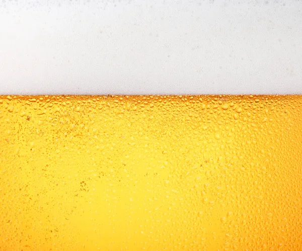 Close Background Texture Pouring Lager Beer Bubbles Froth Frosty Glass — Stock Photo, Image