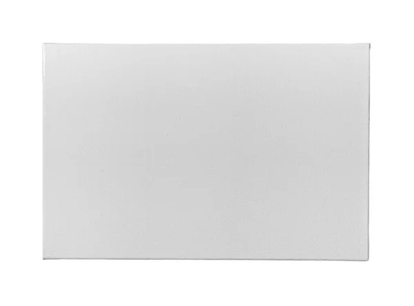 白い背景に孤立ストレッチャー木製バー上の空白の白いラフ油絵キャンバスを閉じます — ストック写真