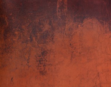 Koyu kahverengi deri desenli lekeli ve çizikli Grunge soyut arkaplanı.