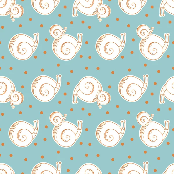 Seamless pattern with snails and dots. Vector background. Good for textile design, wrapping paper, wallpaper and other.