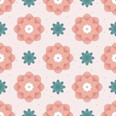 Seamless geometric retro pattern with flowers. Floral background.Good for printing fabrics, textiles, paper.
