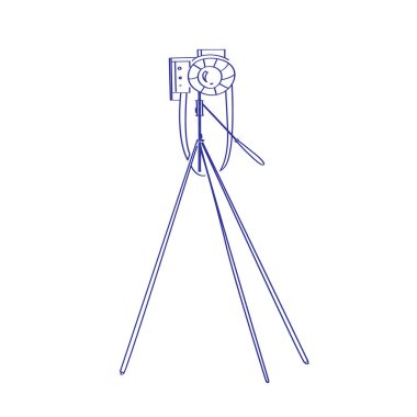 El çizimi kamera tripodu. Vektör karalama biçimi.