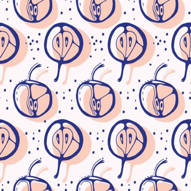 Seamless pattern with hand drawn apples. Hand drawn sketch of apples. Apple background.