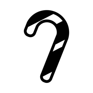 Xmas çizgili şeker çubuğu siluet vektörü. Noel kutlaması lezzetli şekerli lolipop yemeği. Lezzetli tatlı, geleneksel şekerleme geleneksel şeker besin monokrom düz çizgi film çizimi