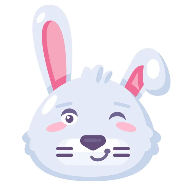 Bunny Kacsint Aranyos Emoji Vicces Kifejezés Vektor Házi Aranyos Kisállat — Stock Vector