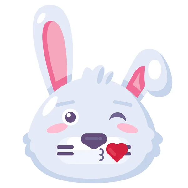 Bunny Kys Med Hjerte Udtryk Sød Emoji Vektor Vilde Kanin – Stock-vektor