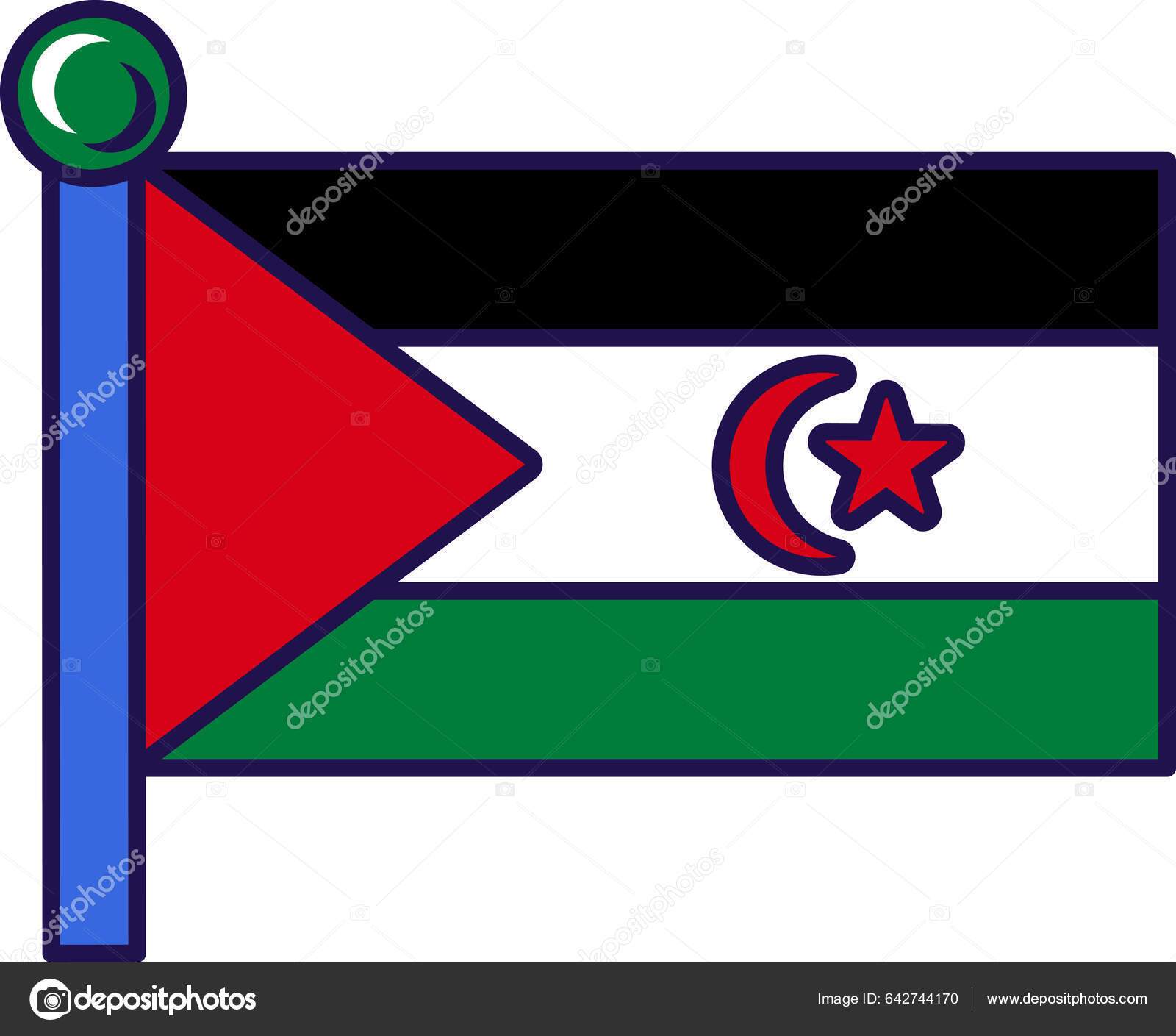 Western Sahara Country Flag Flagstaff Vector Sahrawi Arab Democratic  Republic Stock Vector by ©barsrsind 642744170