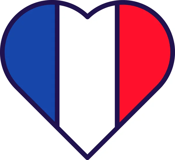 Bandera Oficial Francia Forma Corazón Vector Símbolo Nacional Patriótico Libertad — Archivo Imágenes Vectoriales