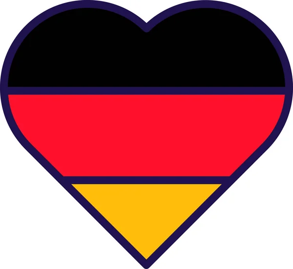 Germania Terra Bandiera Nazionale Forma Cuore Vettore Repubblica Federale Nazione — Vettoriale Stock