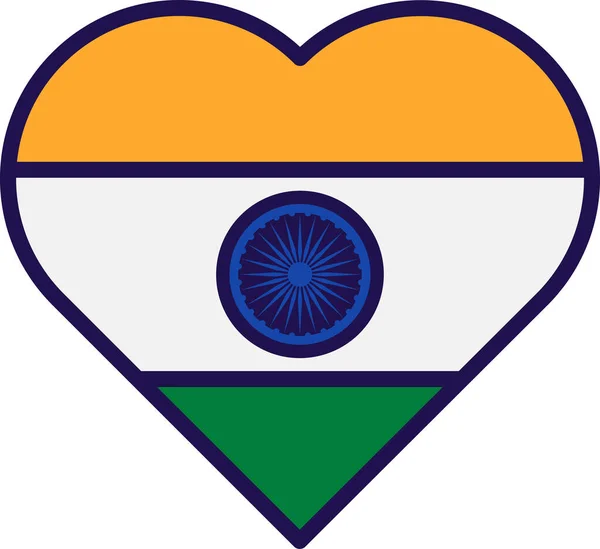 Flaga Republiki Indii Formie Wektora Serca Indiański Kraj Narodowy Oficjalny — Wektor stockowy
