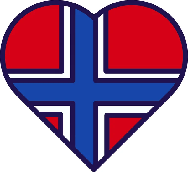 Reino Bandeira Nação Norway Forma Coração Vetor Norte Europa País — Vetor de Stock