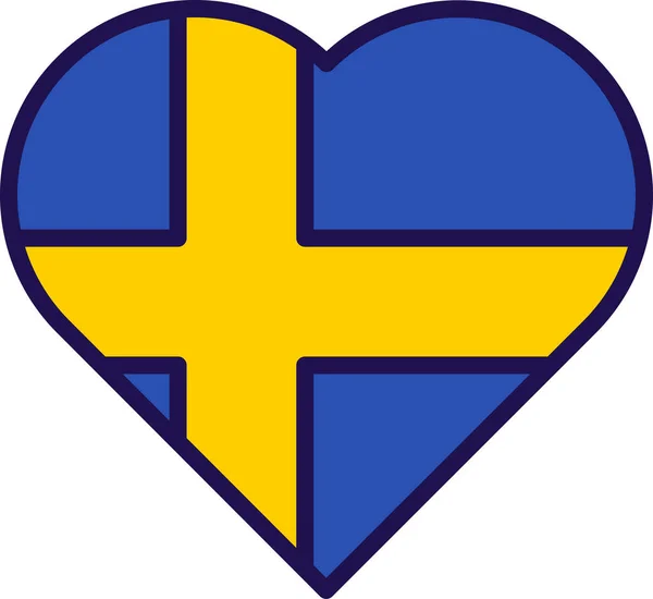 Suécia País Nação Bandeira Coração Forma Vetor Península Escandinava Norte — Vetor de Stock