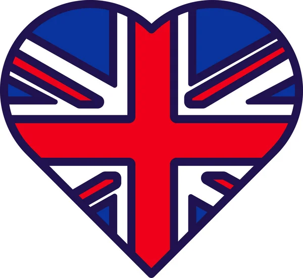 Bandera Nación Del Reino Unido Forma Corazón Vector Gran Bretaña — Archivo Imágenes Vectoriales