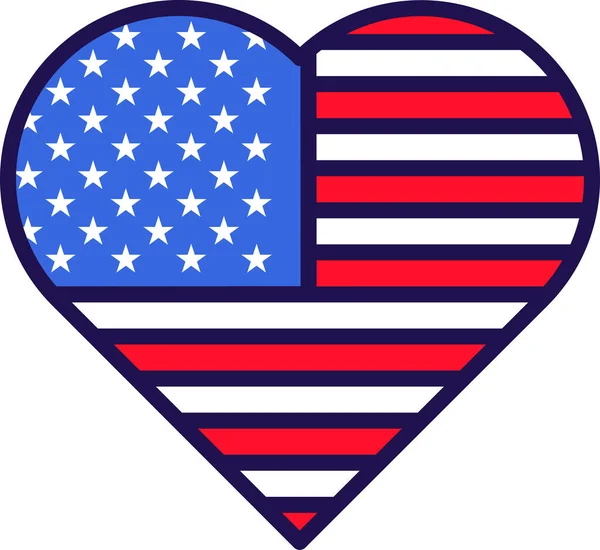 Vereinigte Staaten Von Amerika Flagge Herzform Vektor Amerikas Nationales Offizielles — Stockvektor